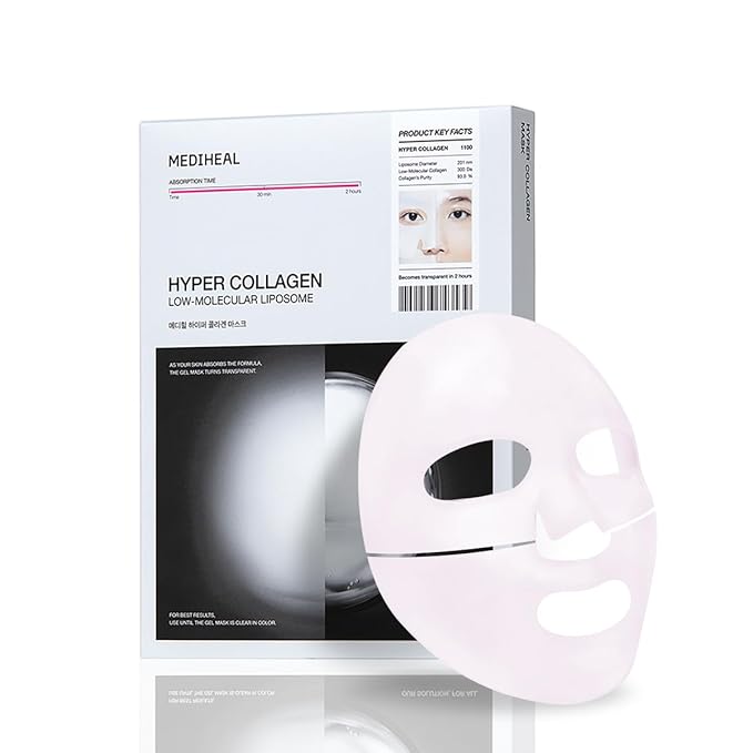 MEDIHEAL Hyper Collagen Low-Molecular Liposome Mask, Pack of 1 or 10, Korean Beauty