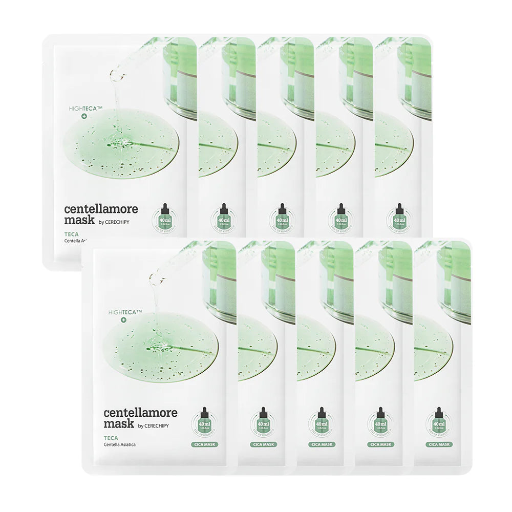 CERECHIPY Centellamore Mask, Pack of 1 or 10, Korean Beauty