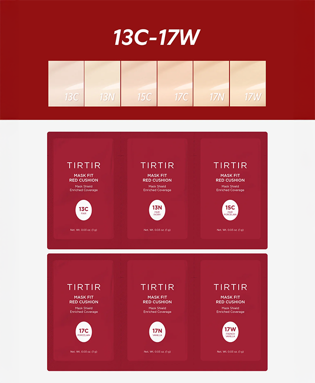 TIRTIR Mask Fit Red Cushion 6 Shade Trial Kits, Korean Beauty