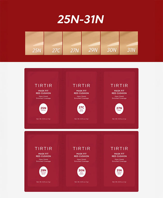 TIRTIR Mask Fit Red Cushion 6 Shade Trial Kits, Korean Beauty