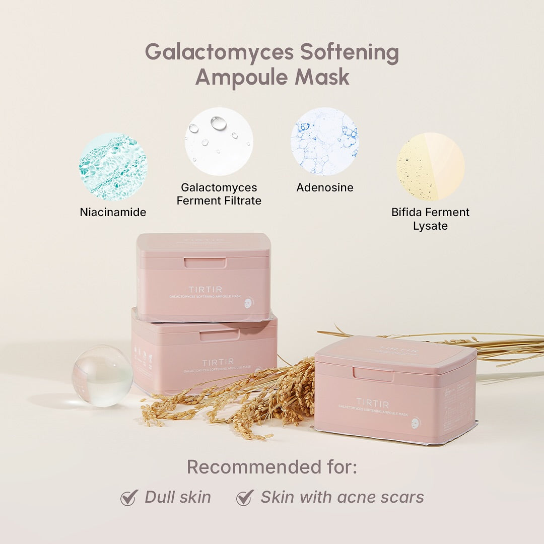 TIRTIR Galactomyces Softening Ampoule Mask, PACK of 30, Korean Beauty