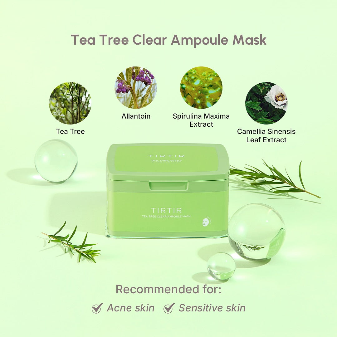 TIRTIR Tea Tree Ampoule Mask, PACK of 30, Korean Beauty
