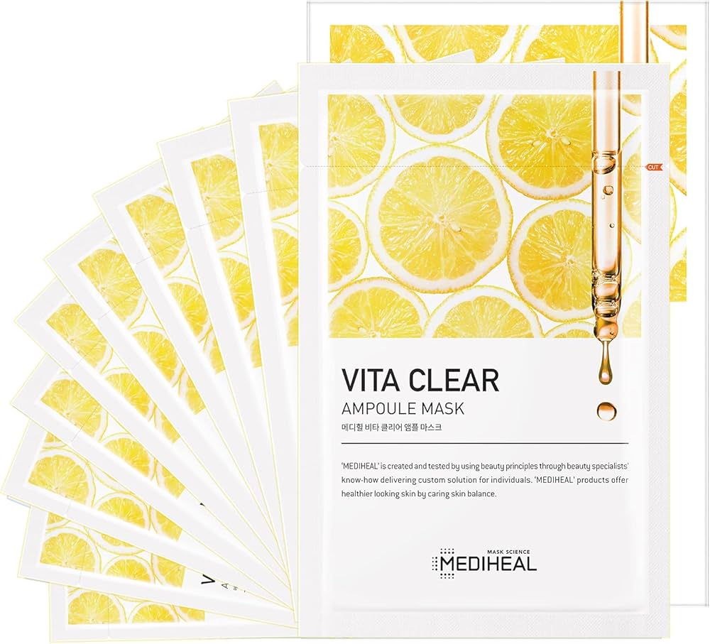 MEDIHEAL Ampoule Vita Clear Mask, Pack of 10 or 1, Korean Beauty