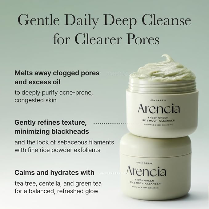 ARENCIA Fresh Green Rice Mochi Cleanser, 120g, Korean Beauty