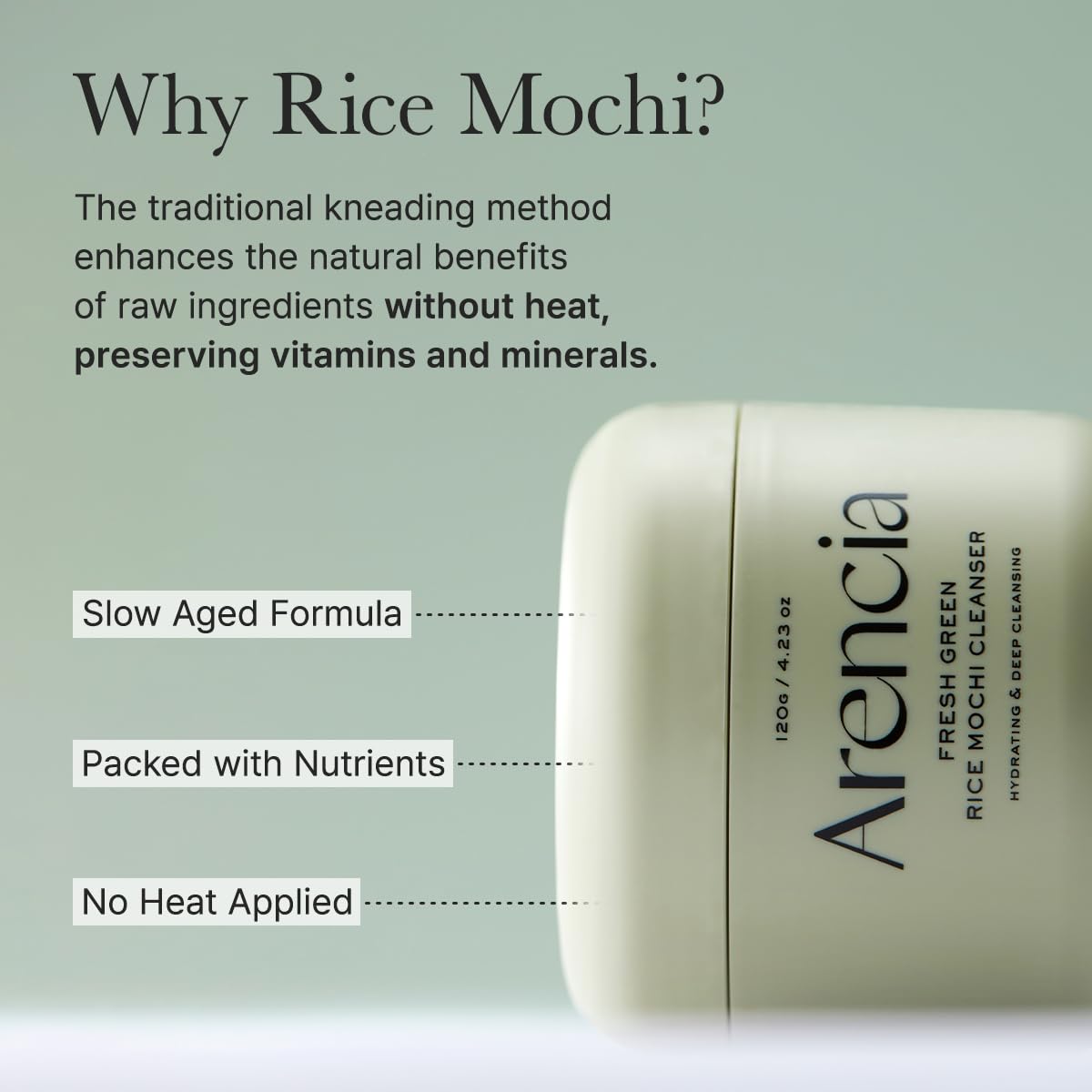 ARENCIA Fresh Green Rice Mochi Cleanser, 120g, Korean Beauty