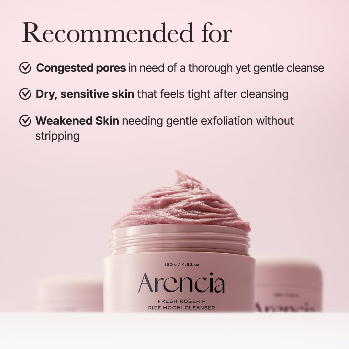 ARENCIA Rosehip Rice Mochi Cleanser, 120g, Korean Beauty