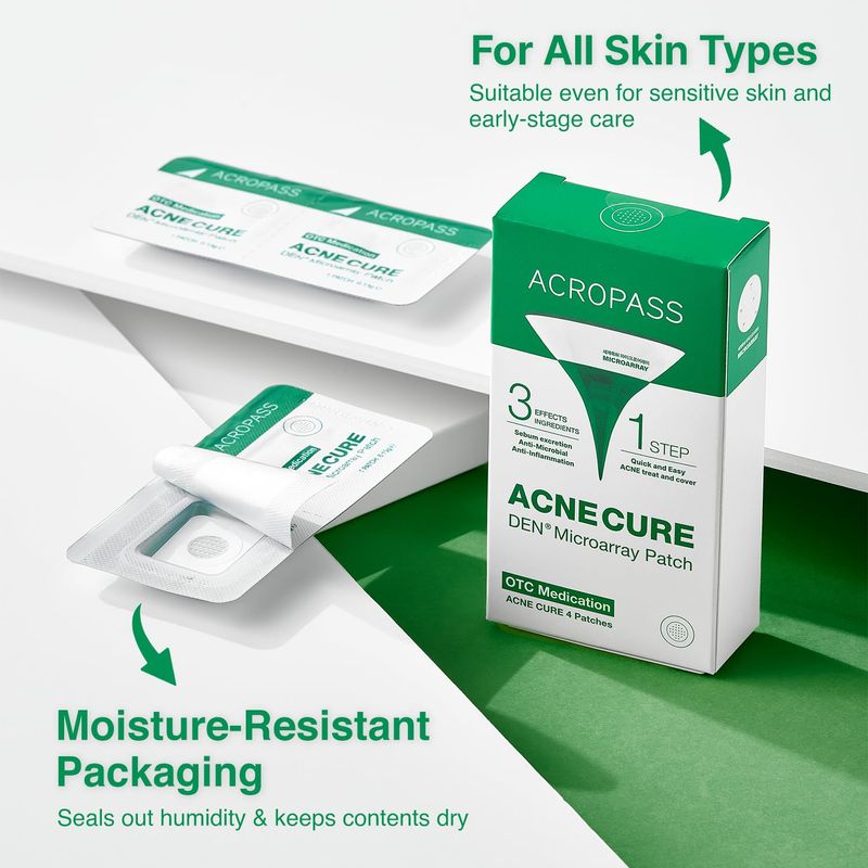 Acropass Acne Cure DEN Microarray Patch (4ct), Korean Beauty