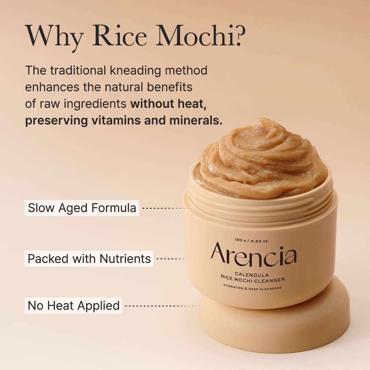 ARENCIA Calendula Rice Mochi Cleanser, 120g, Korean Beauty