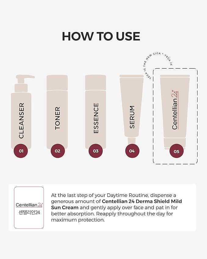 CENTELLIAN 24 Madeca Derma Shield Mild Sun Cream, SPF 50 PA++++, 50ml, Korean Beauty