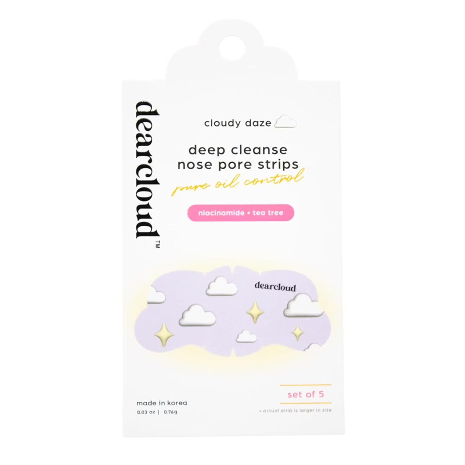 DEARCLOUD "Cloudy Daze" Deep Cleanse Nose Pore Strips, 5-Pack, Korean Beauty