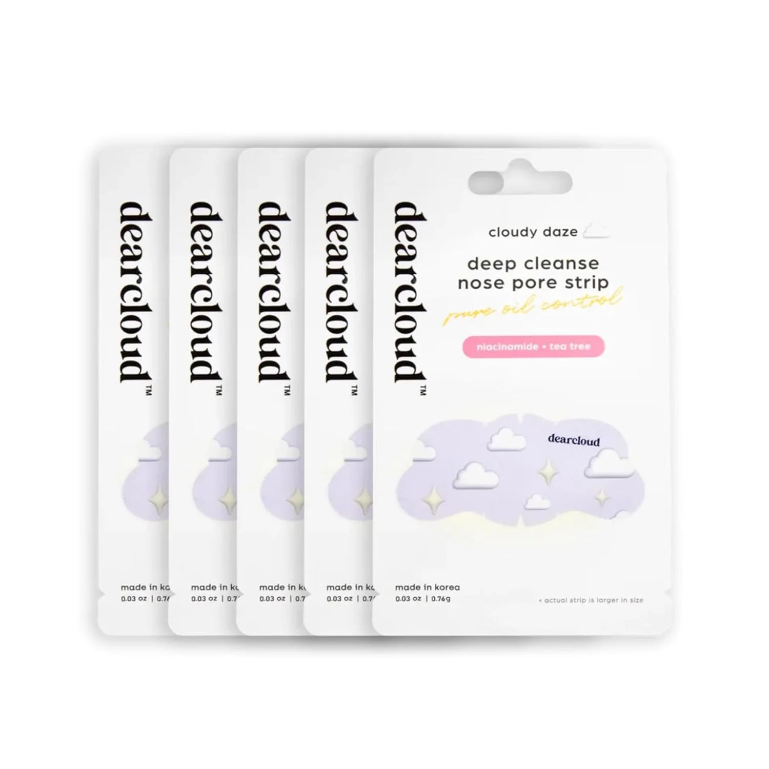 DEARCLOUD "Cloudy Daze" Deep Cleanse Nose Pore Strips, 5-Pack, Korean Beauty