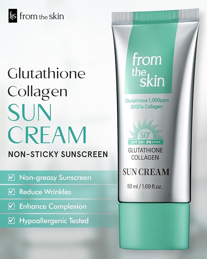 From The Skin Glutathione Collagen Sun Cream, SPF 50 PA++++, 50ml, Korean Beauty