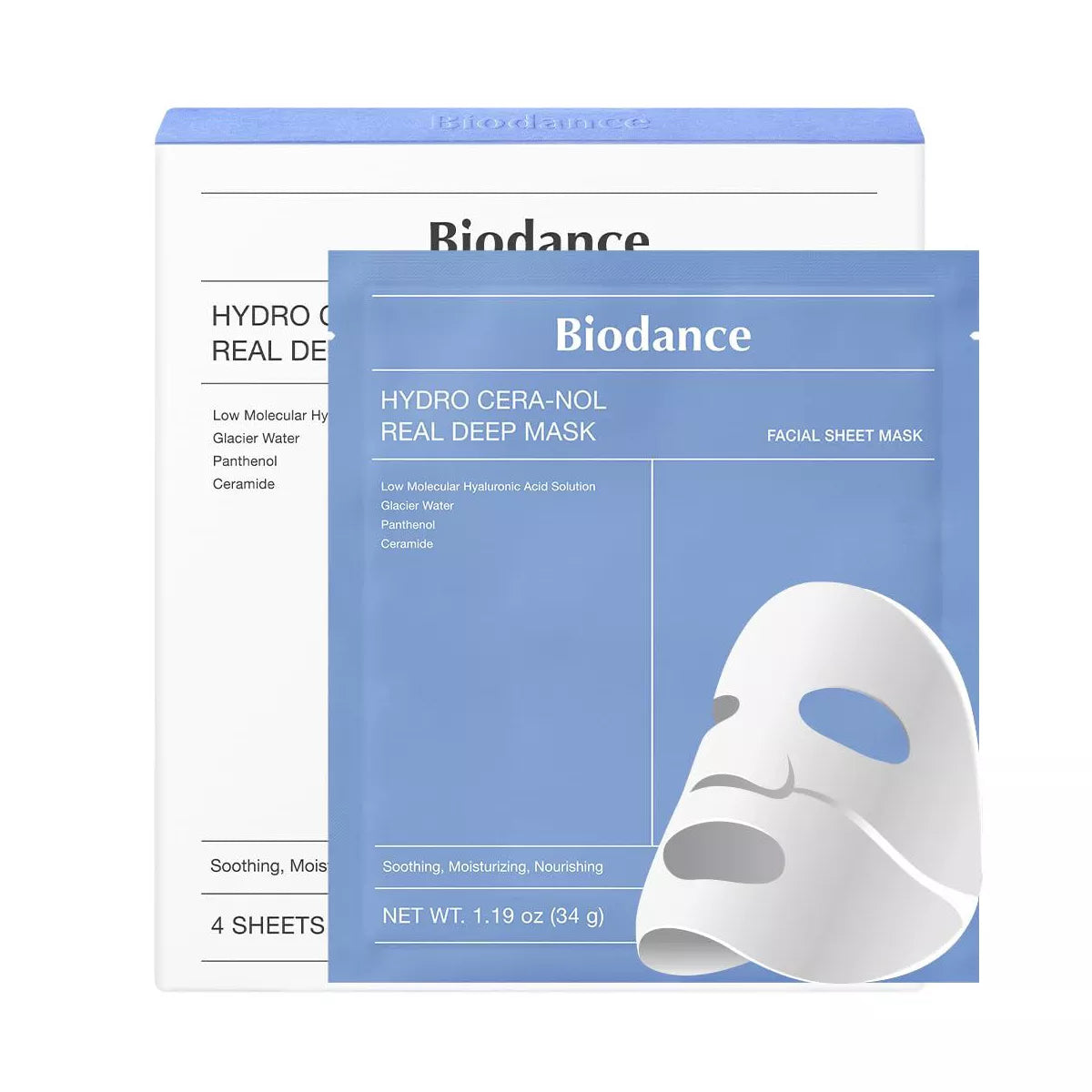 BIODANCE Hydro Cera-nol Real Deep Mask, Pack of 8, 4 or 1, Korean Beauty