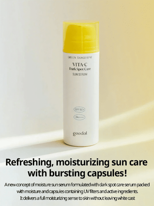 GOODAL Green Tangerine Vita C Dark Spot Care Sun Serum, SPF 50 PA++++, 50ml, KOREAN BEAUTY