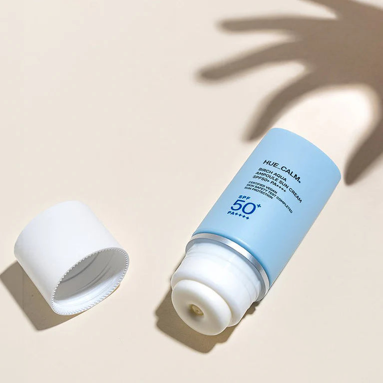 HUE CALM Birch Aqua Ampoule Sun Cream, SPF 50 PA++++, 60ml, Korean Beauty
