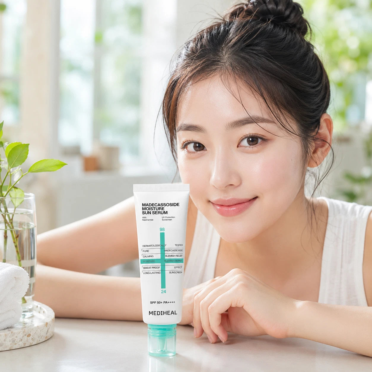 MEDIHEAL Madecassoside Moisture Sun Serum SPF 50+, Korean Beauty
