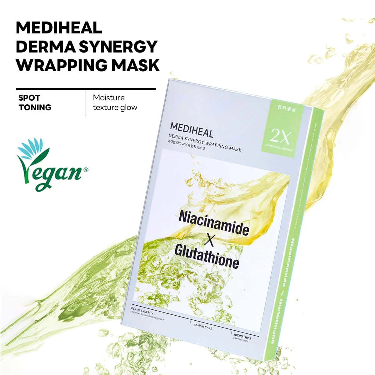 MEDIHEAL Derma Synergy Wrapping Mask, Niacinamide x Glutathione (Blemish Care), PACK of 1 or 10, Korean Beauty