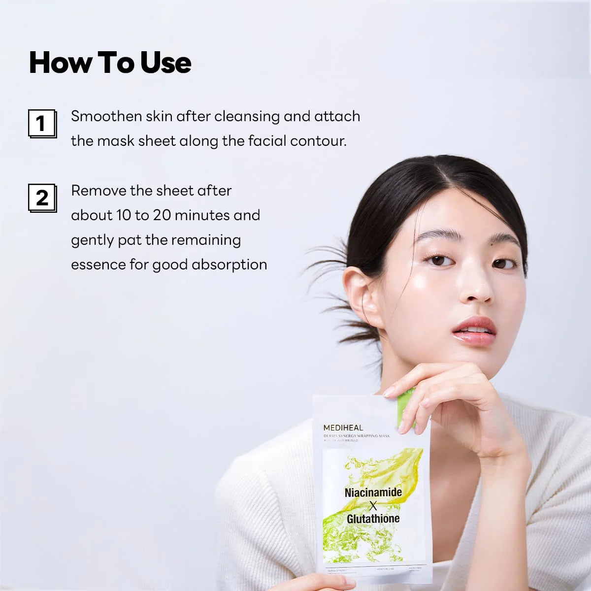 MEDIHEAL Derma Synergy Wrapping Mask, Niacinamide x Glutathione (Blemish Care), PACK of 1 or 10, Korean Beauty