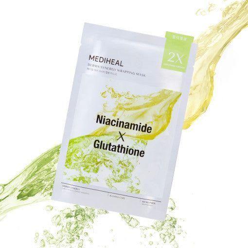 MEDIHEAL Derma Synergy Wrapping Mask, Niacinamide x Glutathione (Blemish Care), PACK of 1 or 10, Korean Beauty