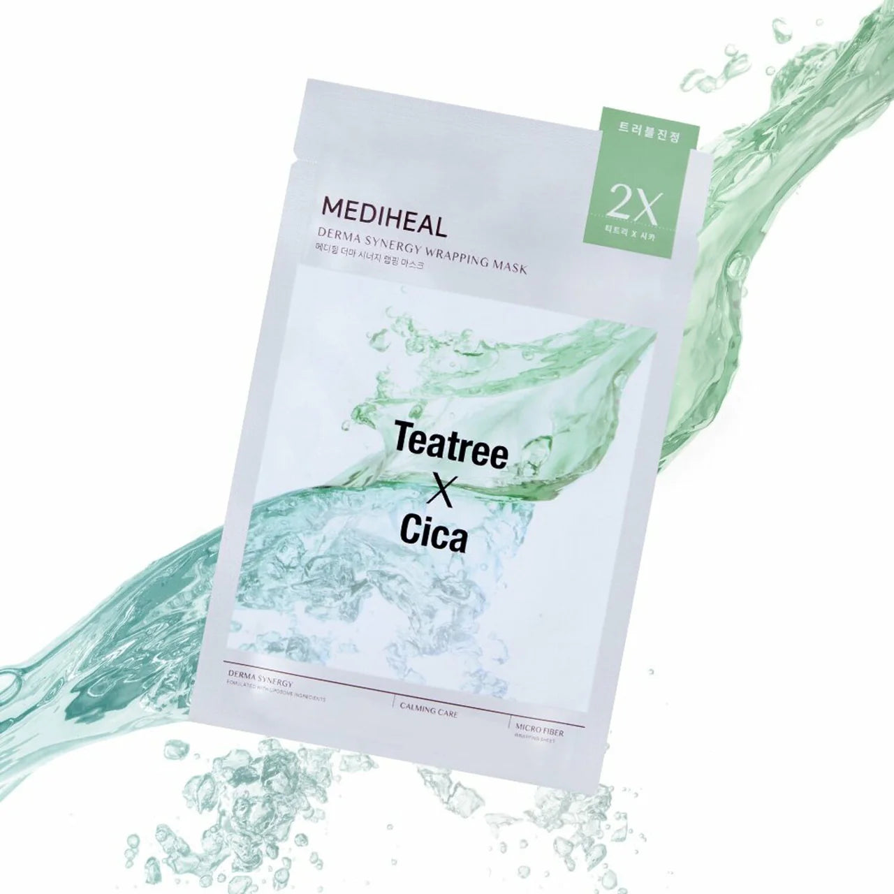 MEDIHEAL Derma Synergy Wrapping Mask, Teatree x Cica (Calming Care), PACK of 1 or 10, Korean Beauty