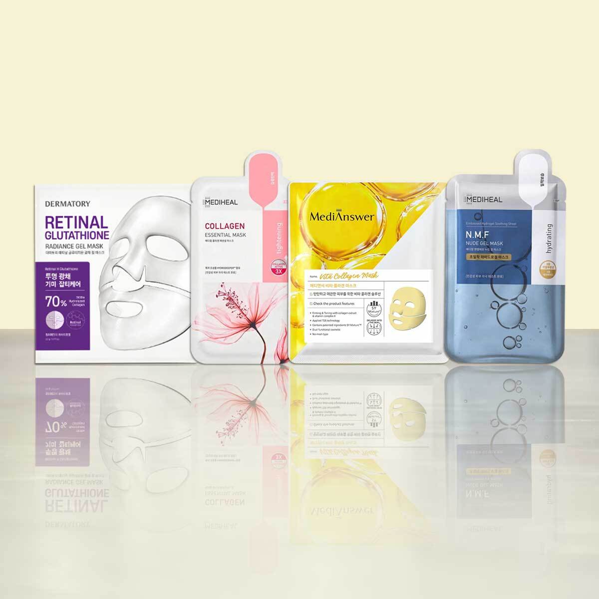 innisfree glutathione mask Abib Glow Collagen Film 1ea Retinol + Cica calm and hydrate innisfree Vitamin C Brightening Serum-Infused