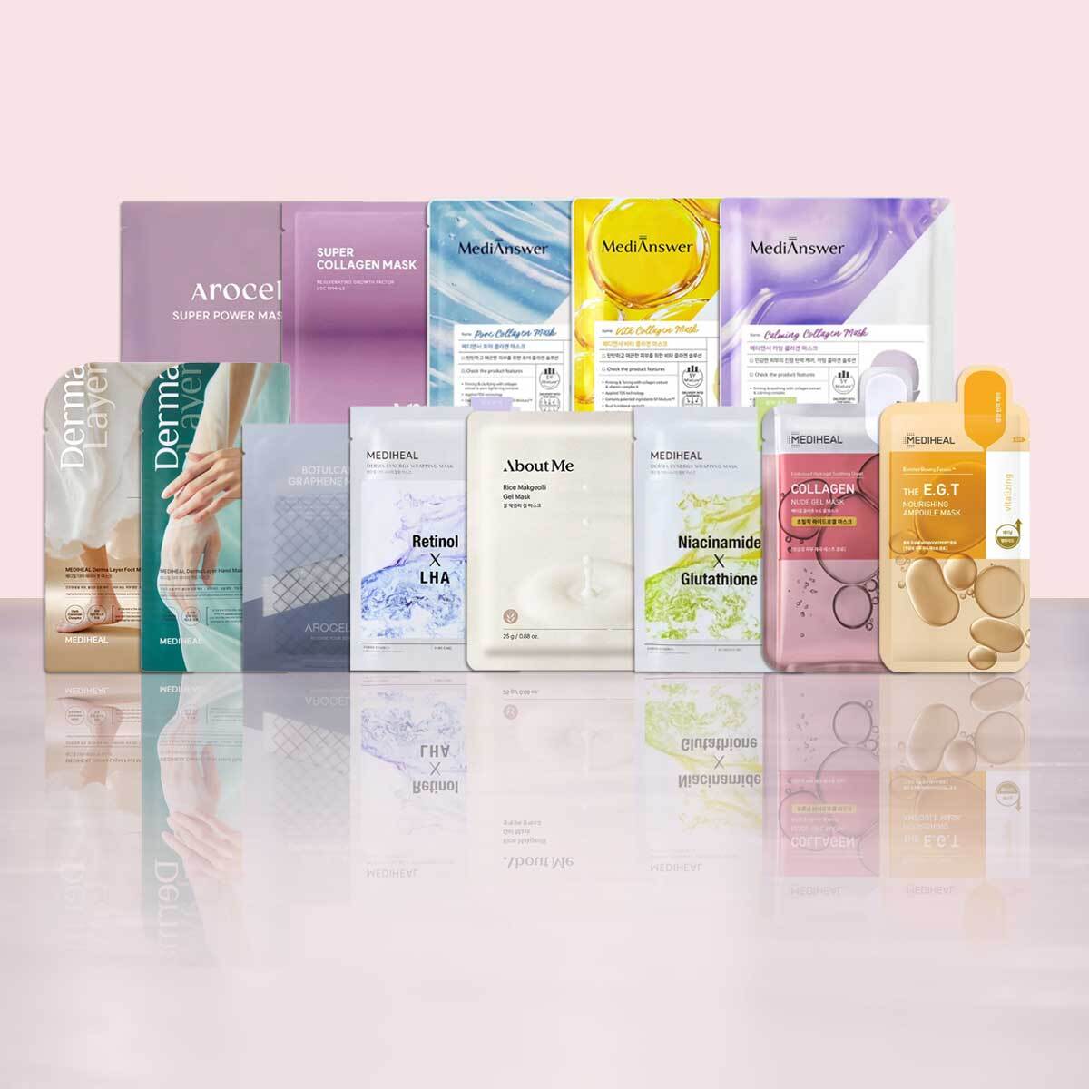 Age Eraser 2.0 Korean Sheet Mask Set — Premium Anti-Aging Set (13 Pcs Assorted)