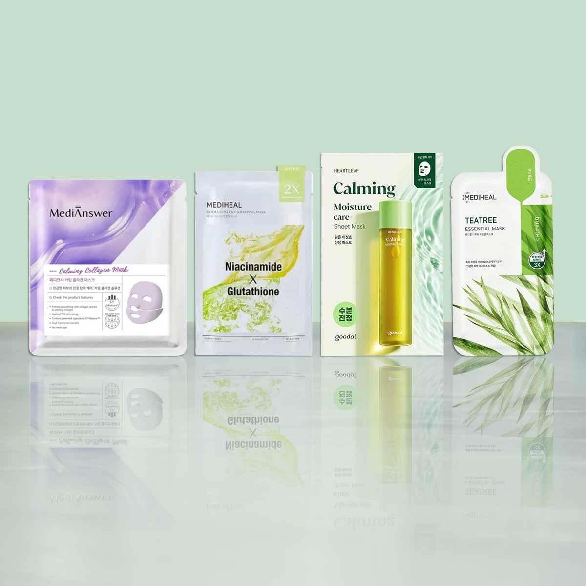 Nurtured By Nature Korean Sheet Mask Set — for Sensitive, Acne-prone Skin (4 Pcs - Assorted)