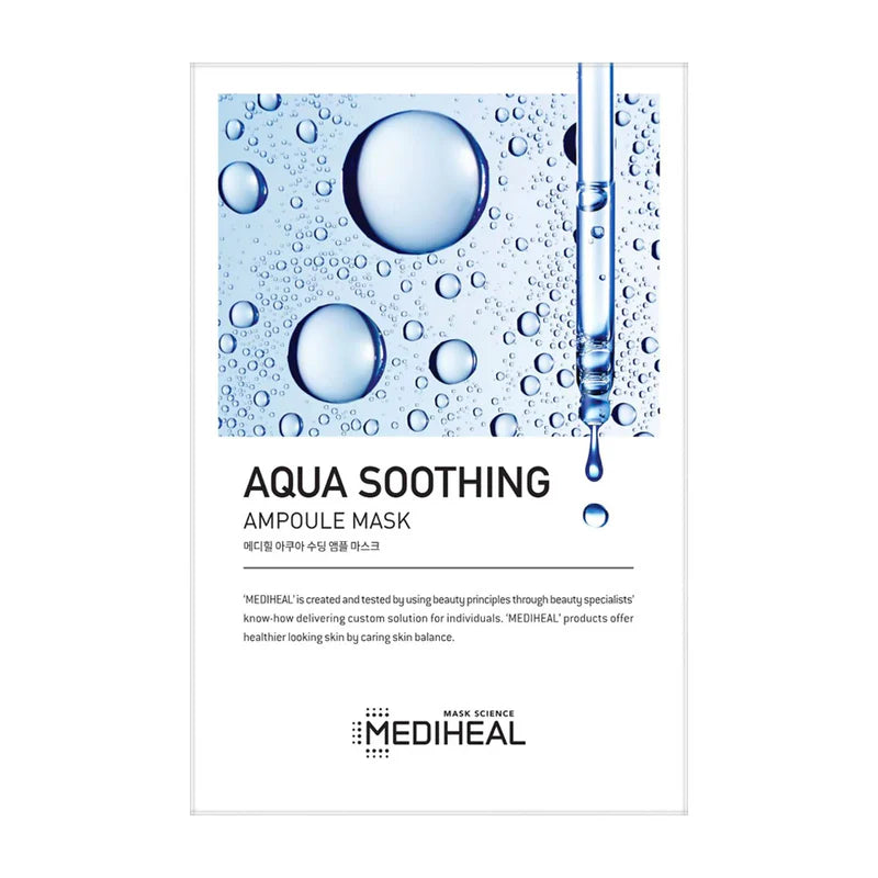 MEDIHEAL Ampoule Aqua Soothing Mask, Pack of 10 or 1, Korean Beauty