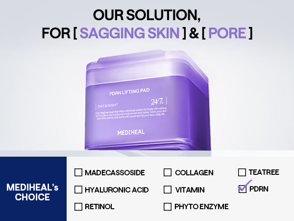 MEDIHEAL PDRN Lifting Pad — Day & Night Toner Pads, Korean Beauty