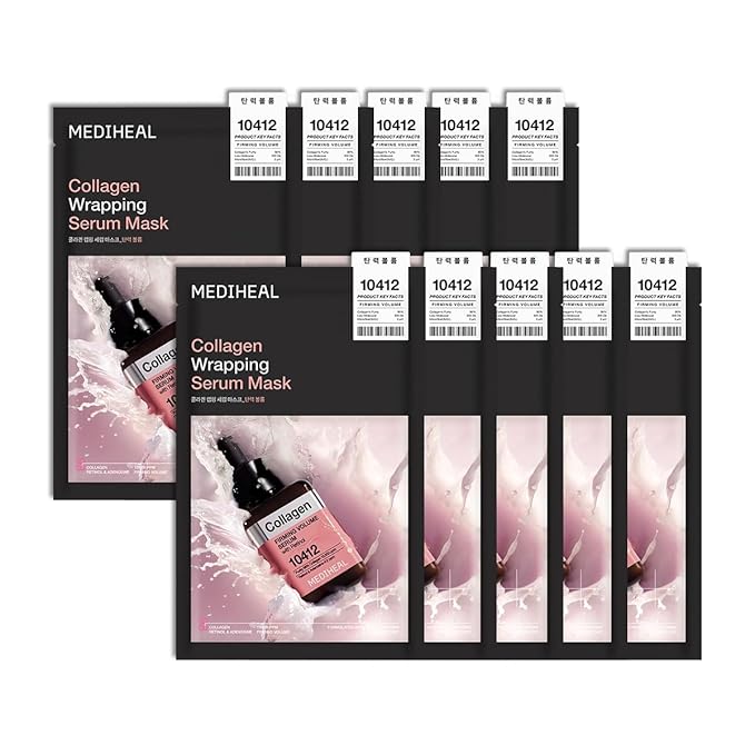 MEDIHEAL Collagen Wrapping Serum Mask, PACK of 1 or 10, Korean Beauty