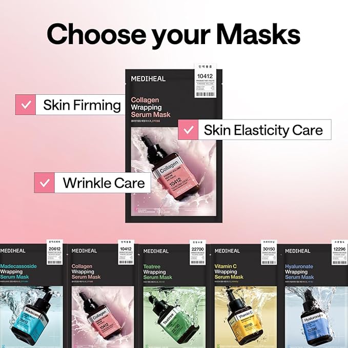 MEDIHEAL Collagen Wrapping Serum Mask, PACK of 1 or 10, Korean Beauty