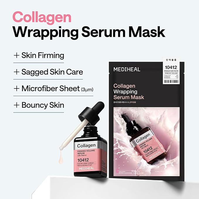 MEDIHEAL Collagen Wrapping Serum Mask, PACK of 1 or 10, Korean Beauty