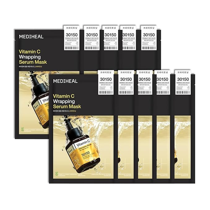 MEDIHEAL Vitamin C Wrapping Serum Mask, PACK of 1 or 10, Korean Beauty