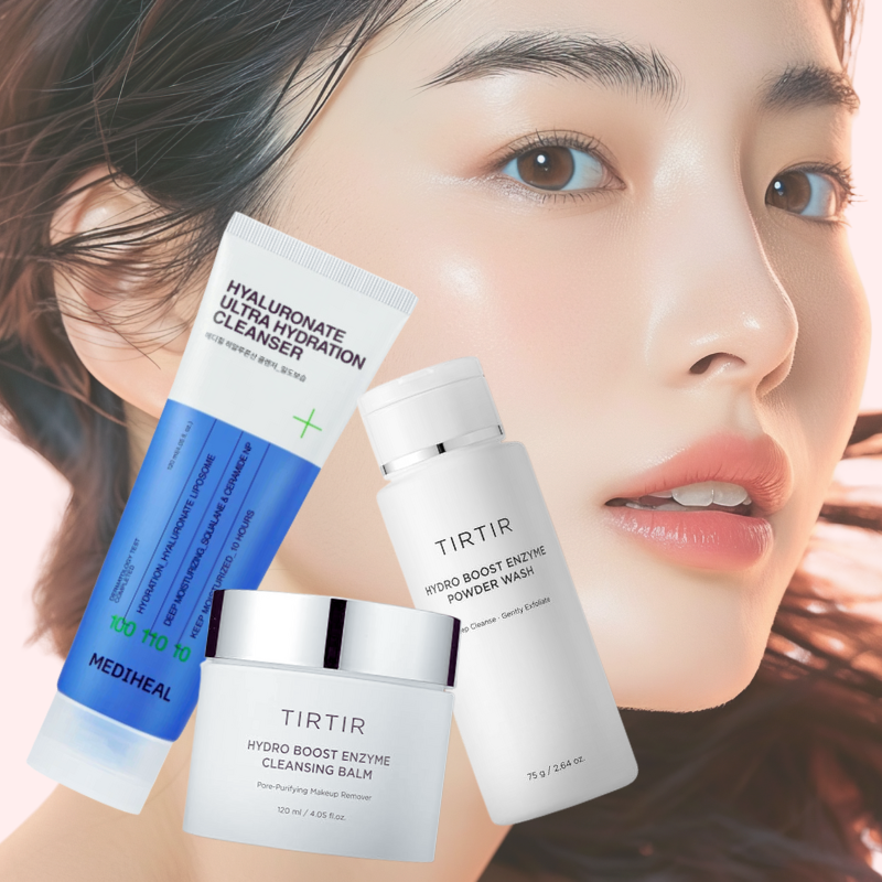 TIRTIR & MEDIHEAL Moisture Lock Korean Double Cleansing & Exfoliation Set, Korean Beauty