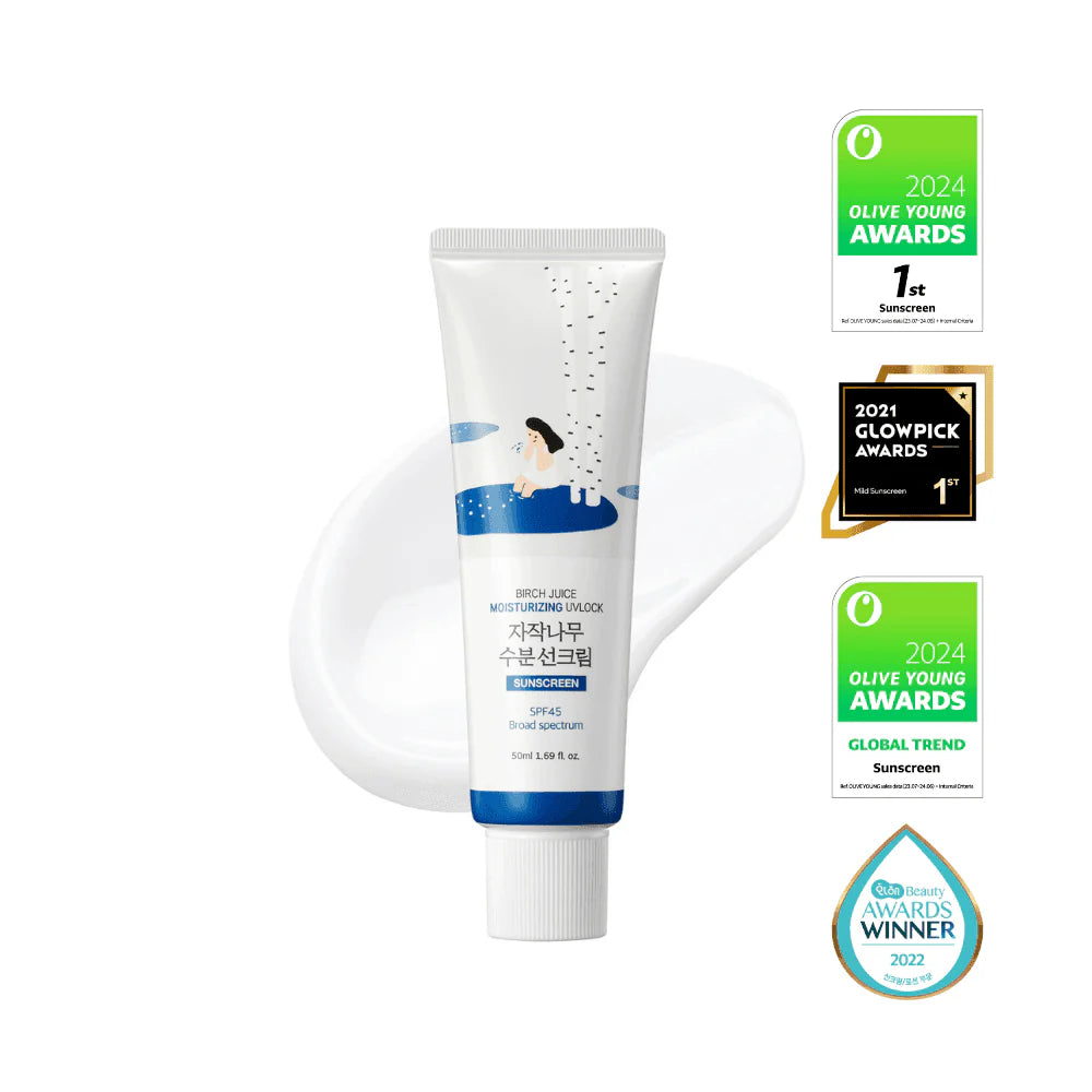 ROUNDLAB Birch Juice Moisturizing UV Lock Sunscreen, SPF 45 PA++++, 50ml, KOREAN BEAUTY