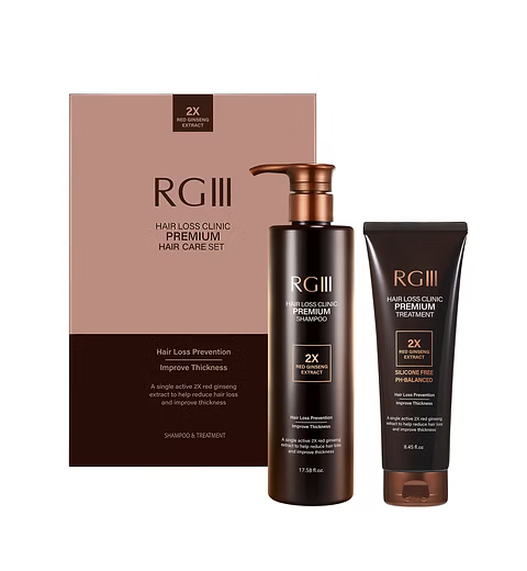 RGIII Premium 2X Red Ginseng Hair Loss Prevention Shampoo & Treatment Set, Korean Beauty