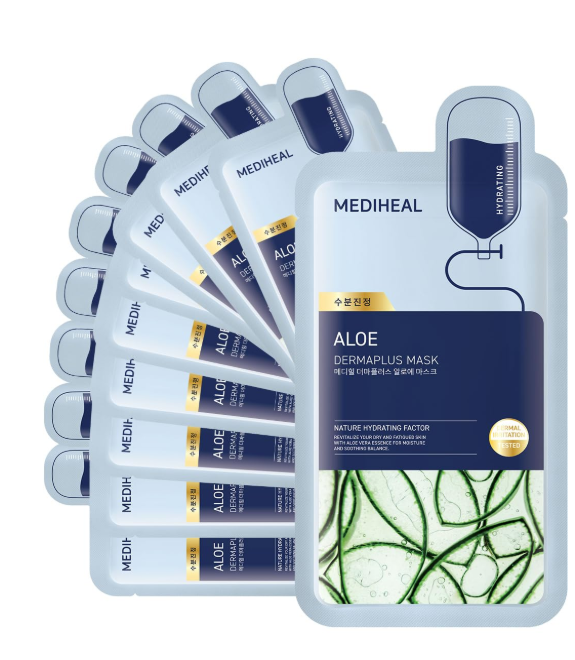 MEDIHEAL Dermaplus Aloe Mask, Pack of 10 or 1, Korean Beauty