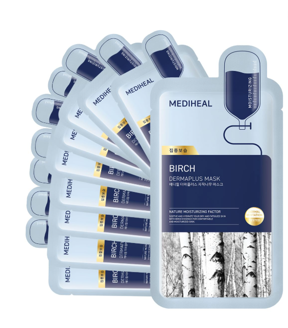 MEDIHEAL Dermaplus Birch Mask, Pack of 10 or 1, Korean Beauty
