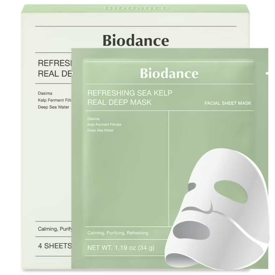 BIODANCE Refreshing Sea Kelp Real Deep Mask, Pack of 4 or 1, Korean Beauty