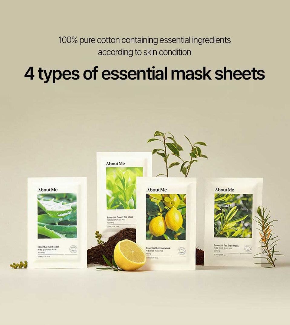 Nature’s Bash Korean Sheet Mask Set - About Me Essentials Set (PACK of 12 or 24 - Assorted)