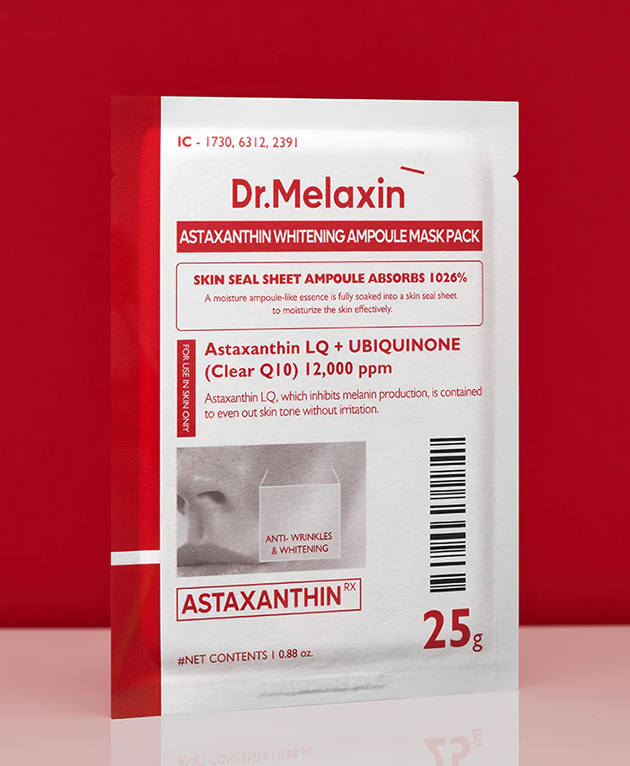 DR. MELAXIN Astaxanthin Whitening Face Mask, PACK of 1 or 5, Korean Beauty