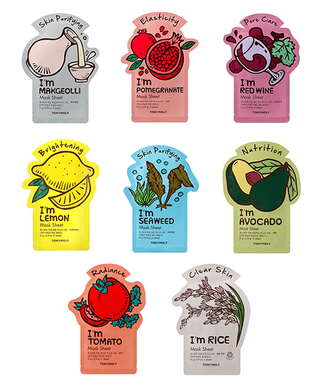 TONYMOLY I'm Sheet Mask Random Assortment, PACK of 5, Korean Beauty