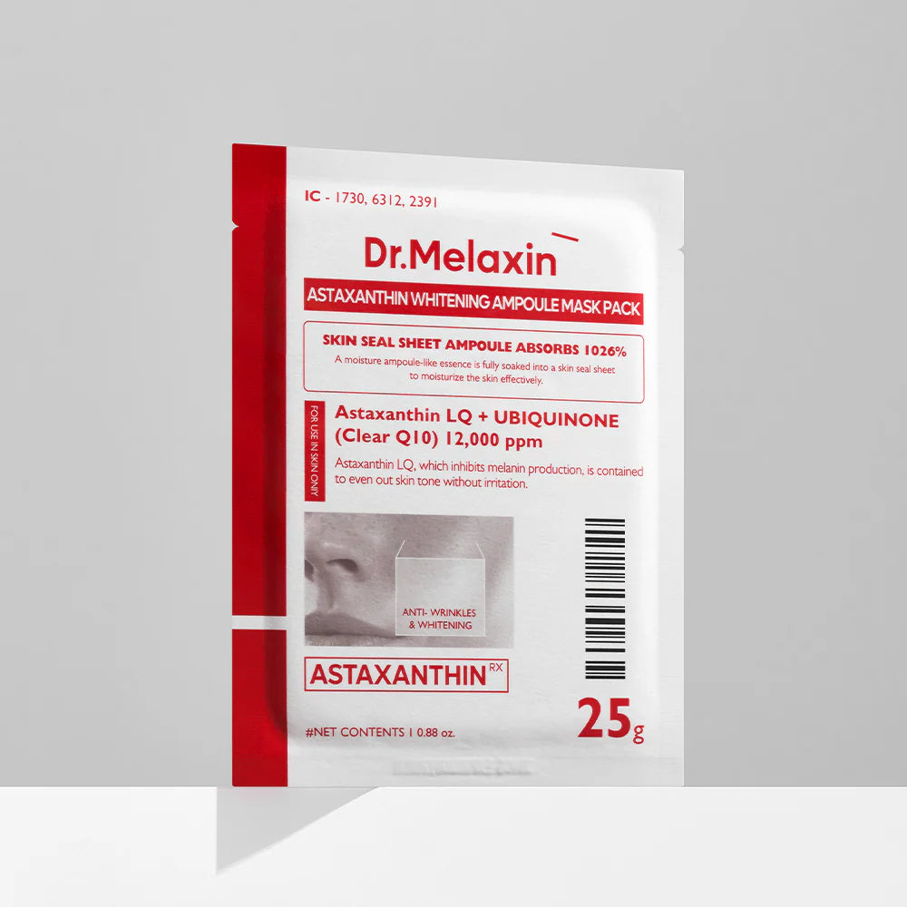 DR. MELAXIN Astaxanthin Whitening Face Mask, PACK of 1 or 5, Korean Beauty