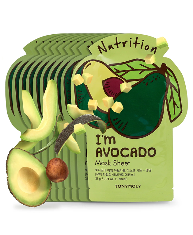 TONYMOLY I'm Avocado Face Mask, PACK of 1 or 10, Korean Beauty