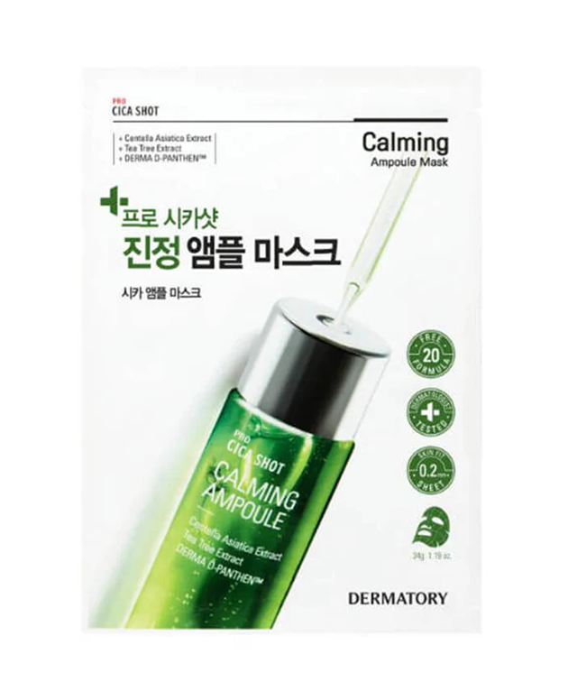 DERMATORY Pro Cica Shot Calming Ampoule Mask, PACK of 1 or 10, Korean Beauty