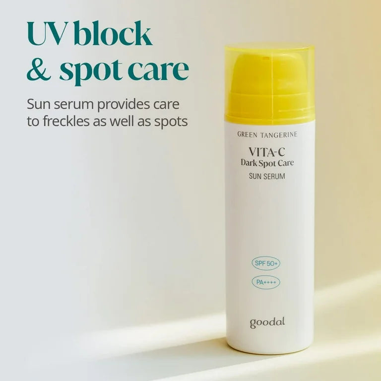 GOODAL Green Tangerine Vita C Dark Spot Care Sun Serum, SPF 50 PA++++, 50ml, KOREAN BEAUTY