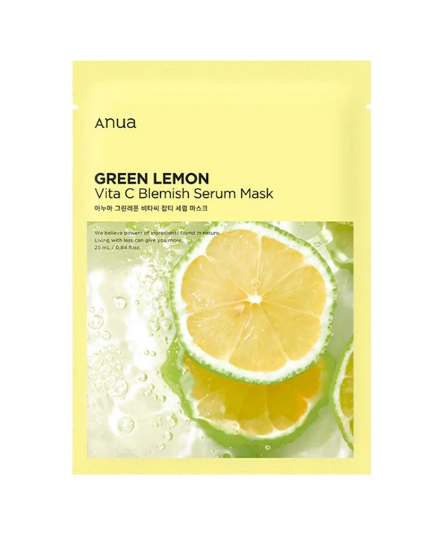 ANUA Green Lemon Vita C Blemish Serum Mask, PACK 1 or 10, Korean Beauty