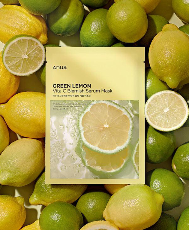 ANUA Green Lemon Vita C Blemish Serum Mask, PACK 1 or 10, Korean Beauty