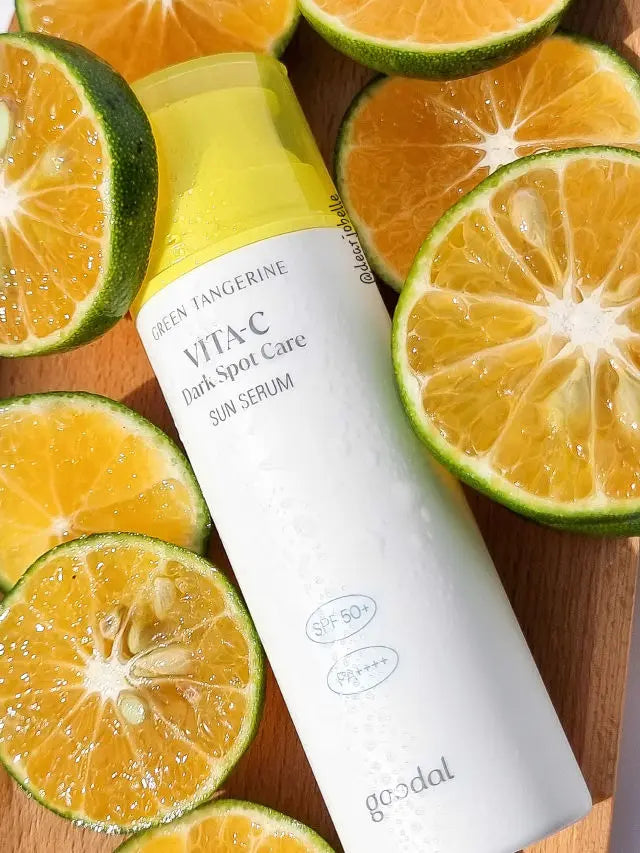 GOODAL Green Tangerine Vita C Dark Spot Care Sun Serum, SPF 50 PA++++, 50ml, KOREAN BEAUTY