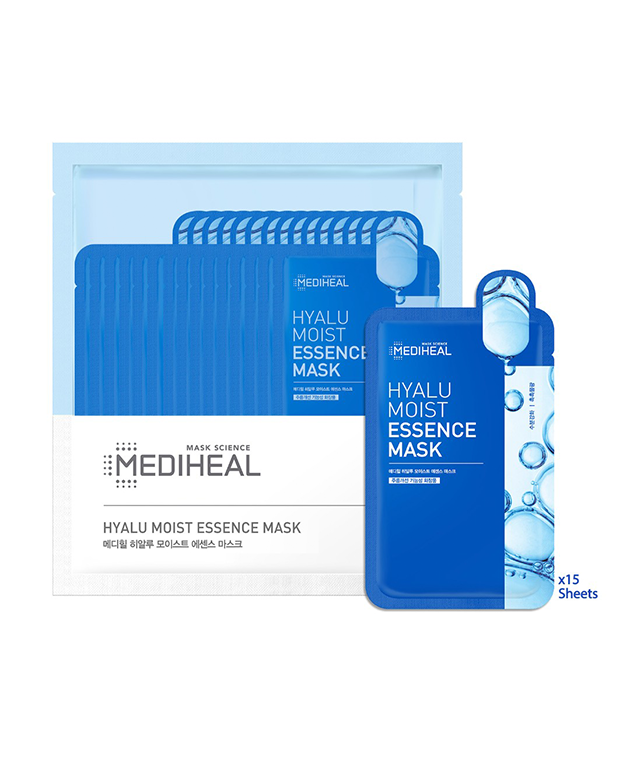 MEDIHEAL Hyalu Moist Essence Mask VALUE PACK of 15, Korean Beauty